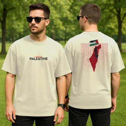 Drop Shoulder on Palestine Off White Color