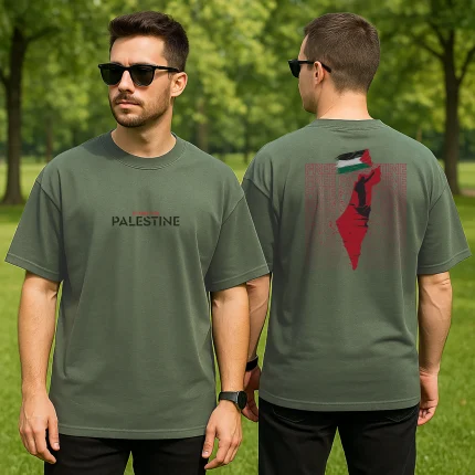 Drop Shoulder on Palestine Olive Color