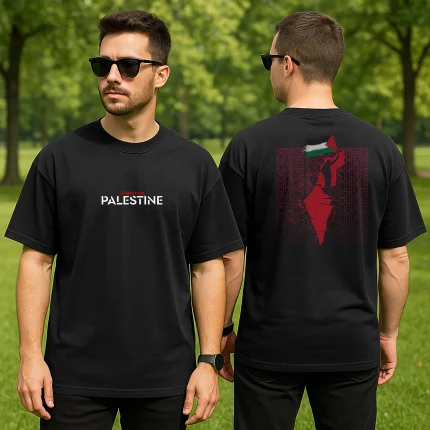 Drop Shoulder on Palestine Black Color